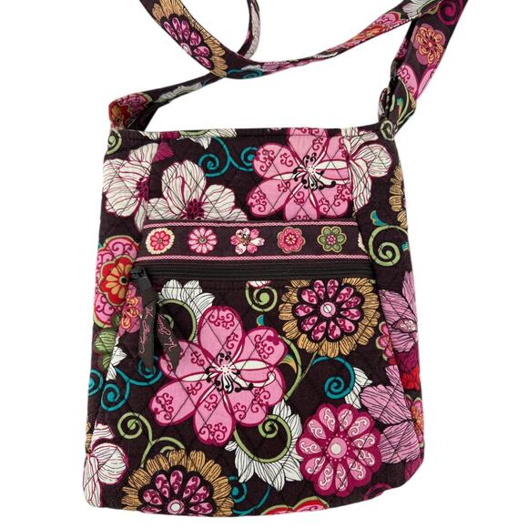 Vera Bradley Mod Floral Pink Quilted Hipster Crossbody Messenger Shoulder Bag Co - Picture 3 of 15